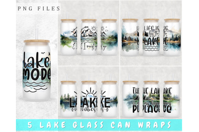 Lake Libbey Glass Can Wraps, 16oz Glass Can Sublimation Designs