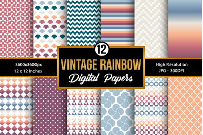 Vintage Colors&nbsp;Rainbow Background Digital Papersrs