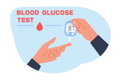 Person with diabetes does blood sugar test with glucose meter. Hypogly