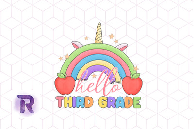 Hello 3rd Grade Unicorn Rainbow