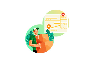 Courier Deliver Goods Using an Online Map