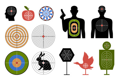 Shooting targets. Different shapes for targeted shooting in dash, bird