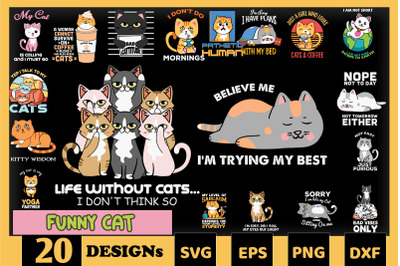 Funny Cat Bundle SVG 20 designs