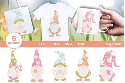 Flowers Gnome Svg Bundle | Clipart | Silhouette | Cut Files