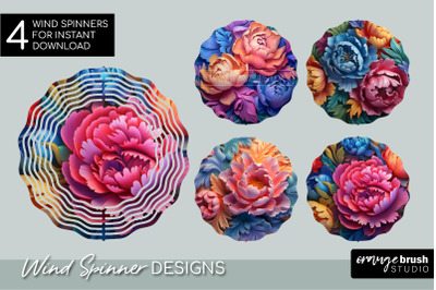 Rainbow 3D Flowers Wind Spinner Sublimation Bundle