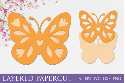 Floral butterfly 3d layered papercut