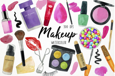 Watercolor Makeup Clipart, Beauty Clipart, Cismetics Clipart, Girly