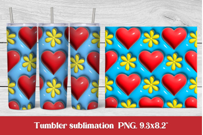 3d puff heart sublimation tumbler | 3d puff illustration