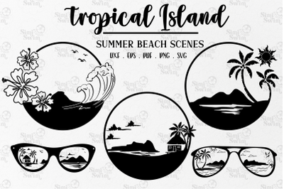 Tropical Island Summer Beach Scene, &nbsp;svg, exotic svg, Hawaii landscape