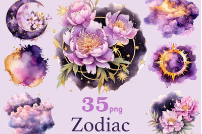 Watercolor Zodiac Clipart | Horoscope Art