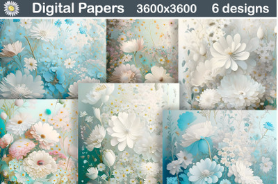 3D Wildflowers Flowers Background | 3D Flowers Digital Paper