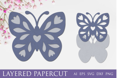 Flower butterfly layered paper cut svg