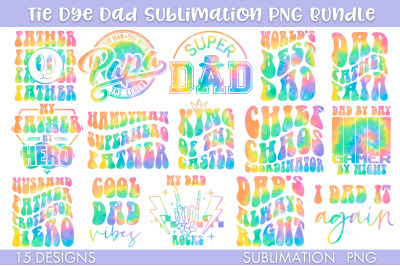 Tie Dye Dad Quotes And Phrases Sublimation Bundle PNG