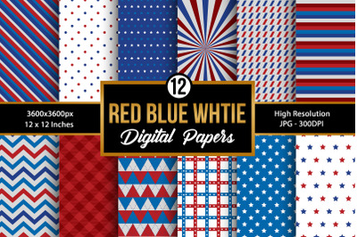 Red Blue and White Digital Papers