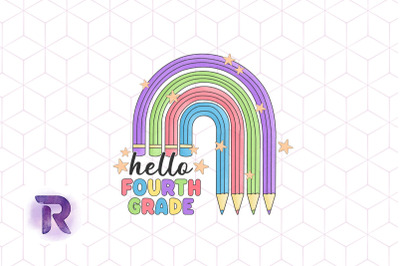 Hello 4th Grade Pencil Rainbow