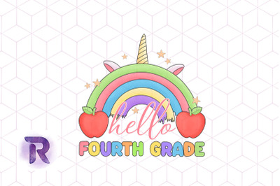 Hello 4th Grade Unicorn Rainbow