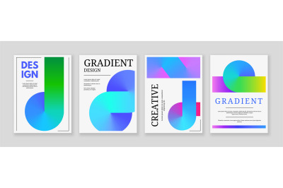 Abstract conical gradient posters. Limitless gradients shape flyer, co