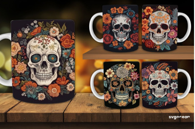 Embroidery Skull Mug | 11 oz | Sublimation