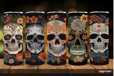 Embroidery Skull Tumbler Wrap | 20 Oz | Sublimation