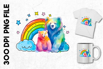 Rainbow Mama Bear And Cub