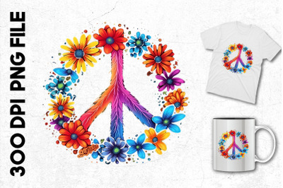 Rainbow Peace Signs With Flowers