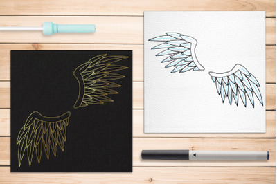 Angel or Demon Wings Single Line Sketch | SVG | PNG | DXF | EPS