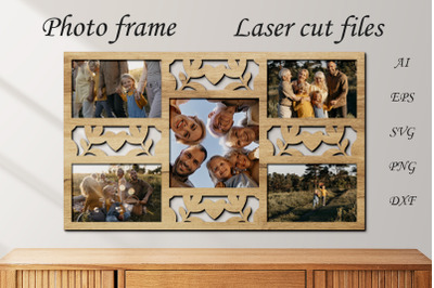 Photo frame Laser cut file, 3d layered wall decor