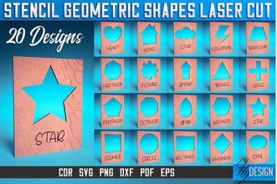 Stencil Geometric Shapes Laser Cut SVG | Stencil Design Laser Cut SVG