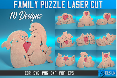 Family Puzzle Laser Cut SVG |Love Puzzle Laser Cut SVG Design | CNC