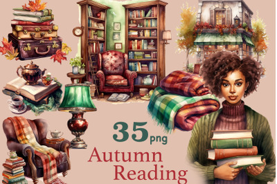 Reading Clipart | Autumn Vibes Graphics