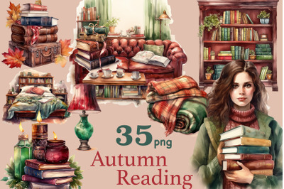 Autumn Clipart Bundle | Reading Illustrations Collection