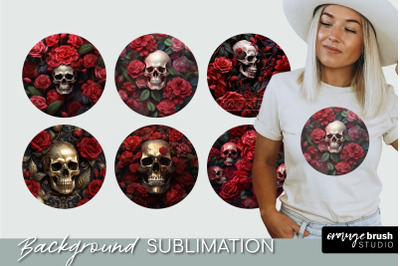 3D Skull Round Sublimation Bundle | Halloween Round PNG
