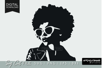 Black Woman SVG With Sunglasses  | African American SVG