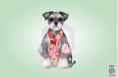 Miniature Schnauzer Wearing Hanbok