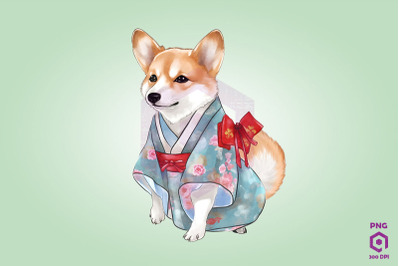 Pembroke Welsh Corgi Wearing Hanbok