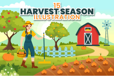 15 Harvest Season Vector Illustration