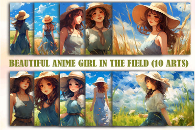 Beautiful Anime Girl In The Field Arts