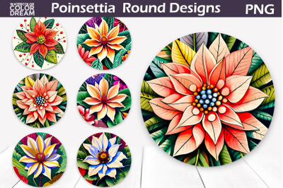 Poinsettia Round Sign PNG | Flowers Round Sublimation&nbsp;