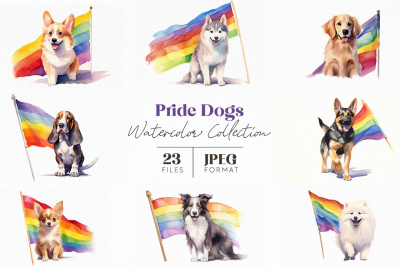 Pride Dogs Watercolor Collection