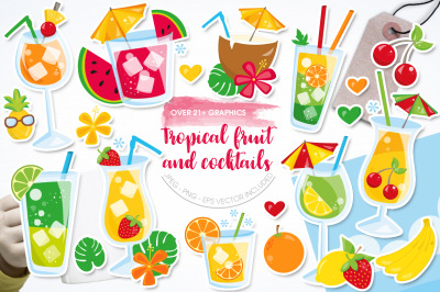 Tropical fruit and cocktails