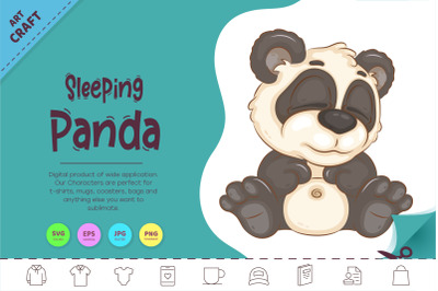 Cartoon Sleeping Panda. Clipart.