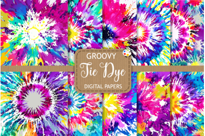 Groovy Tie Dye Digital Vector Papers