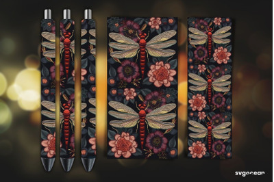 Embroidery Dragonfly Pen Wrap | Sublimation