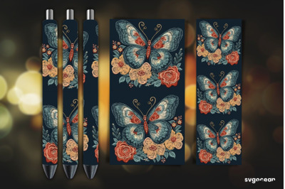 Embroidery Butterfly Pen Wrap | Sublimation