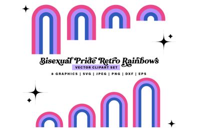 Bisexual Pride Rainbow svg Clipart set, LGBT Retro Pride Rainbows