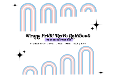 Trans Pride Rainbow svg Clipart set, LGBT Retro Pride Rainbows