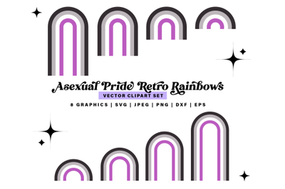 Asexual Pride Rainbow svg Clipart set, LGBT Retro Pride Rainbows