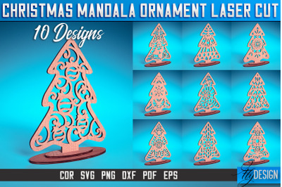 Christmas Mandala Ornament Laser Cut SVG | Christmas Laser Cut SVG Des