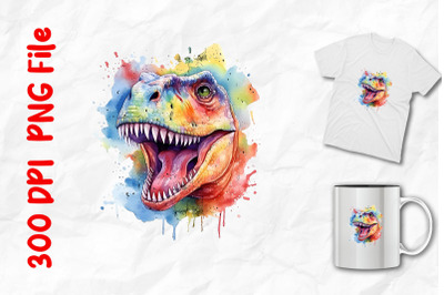 Rainbow Dinosaur Watercolor