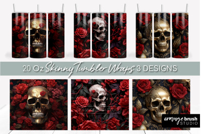 3D Tumbler Wrap Skull | 3d Sublimation Halloween Tumbler